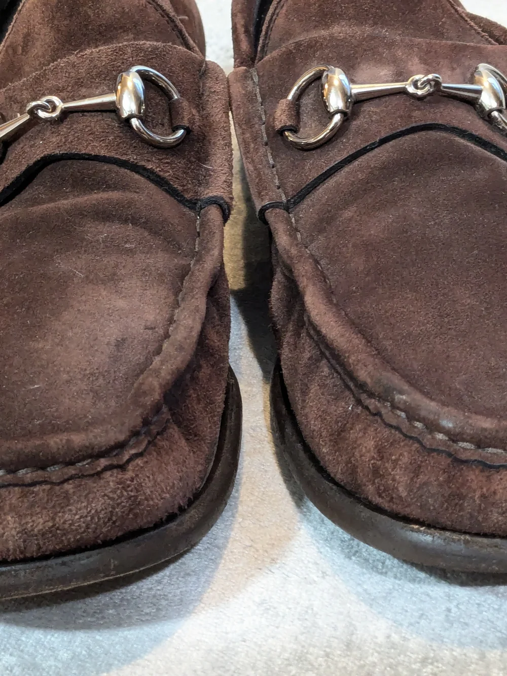 Gucci Men’s Brown Suede Horsebit Loafers 13 D